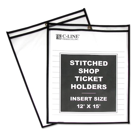 C-Line Products Shop Ticket Holders, Stitched, Both Sides Clear, 75", 12 x 15, 25PK CLI46125